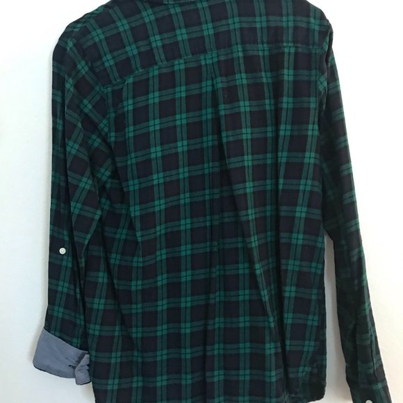 Tommy Hilfiger Large Flannel Plaid Convertible Sleeve Blouse - Picture 4 of 4